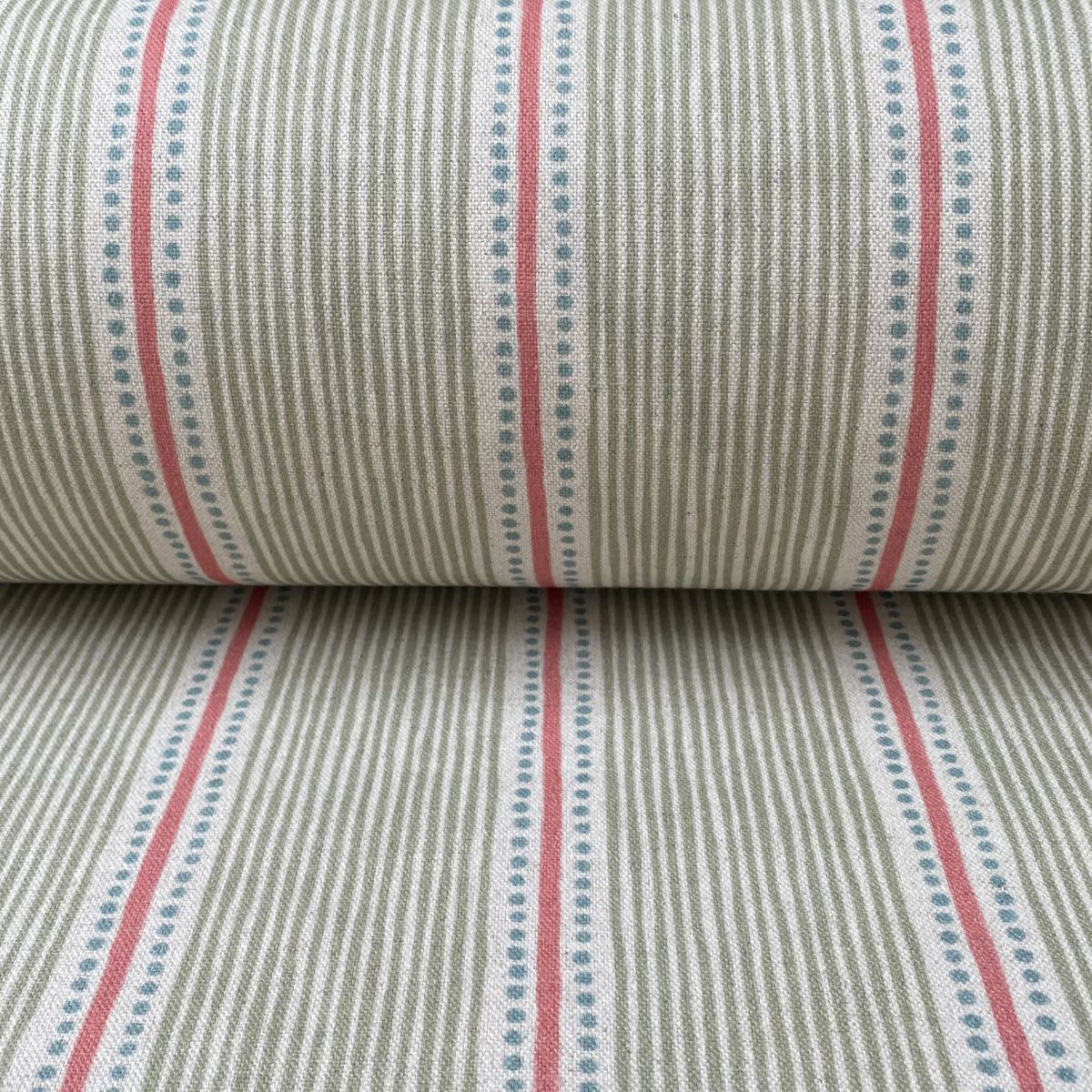 Extra Wide Avebury Stripe fabric Sage & Candy Pink