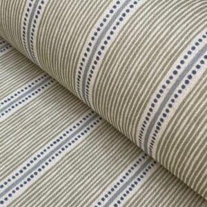 Extra Wide Avebury Stripe fabric Sage & Indigo