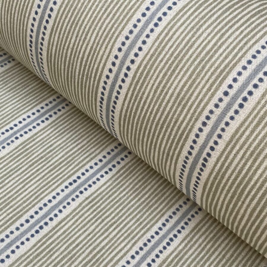 Extra Wide Avebury Stripe fabric Sage & Indigo