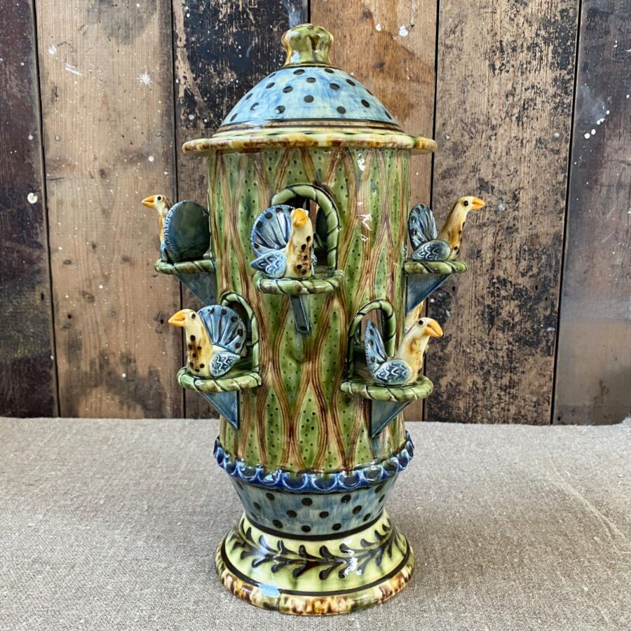 Ceramic slipware dovecot vessel by Paul Young
