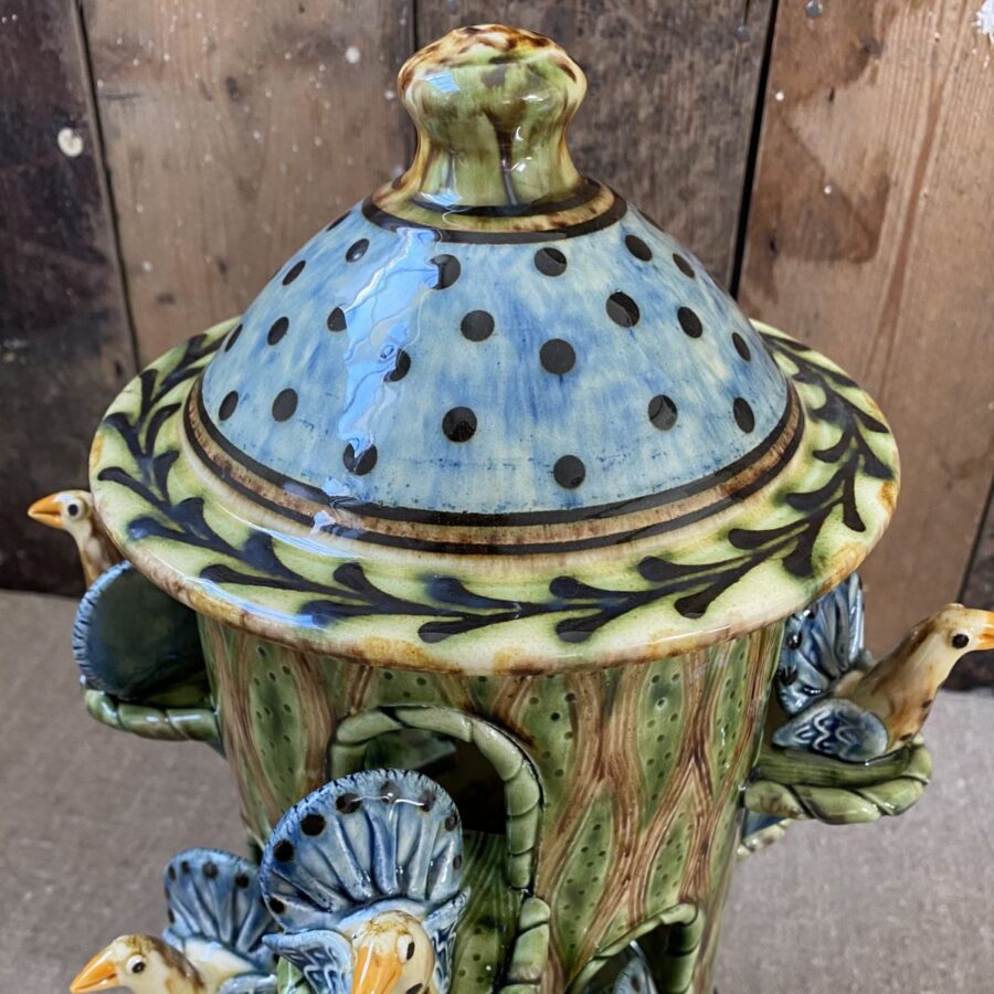 Ceramic slipware dovecot vessel by Paul Young
