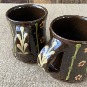 Detail of Paul Young Blossom-sprigged black Mugs