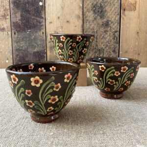 Trio of Paul Young Blossom-sprigged tea bowls