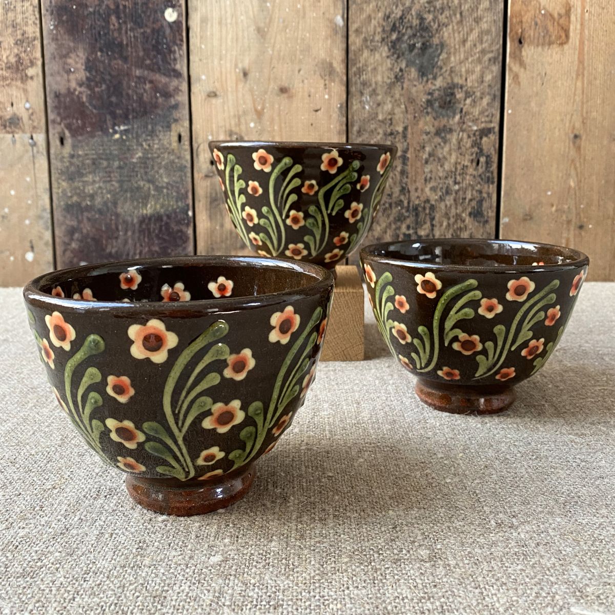 Trio of Paul Young Blossom-sprigged tea bowls