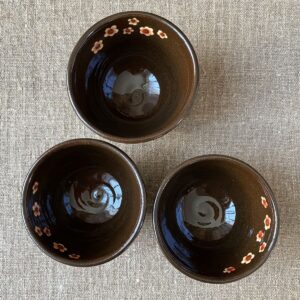Trio of Paul Young Blossom-sprigged tea bowls