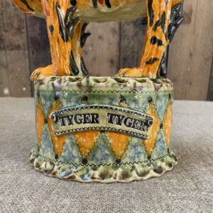 Highly detailed, ceramic slipware tiger by Paul Young