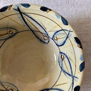 Jennifer Hall Slipware Salad Bowl overview on cream textile backcloth