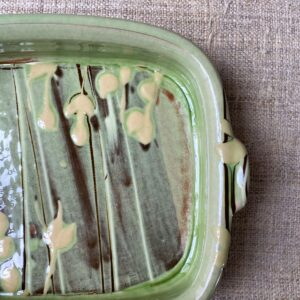 Patia Davis green glazed rectangular baking dish