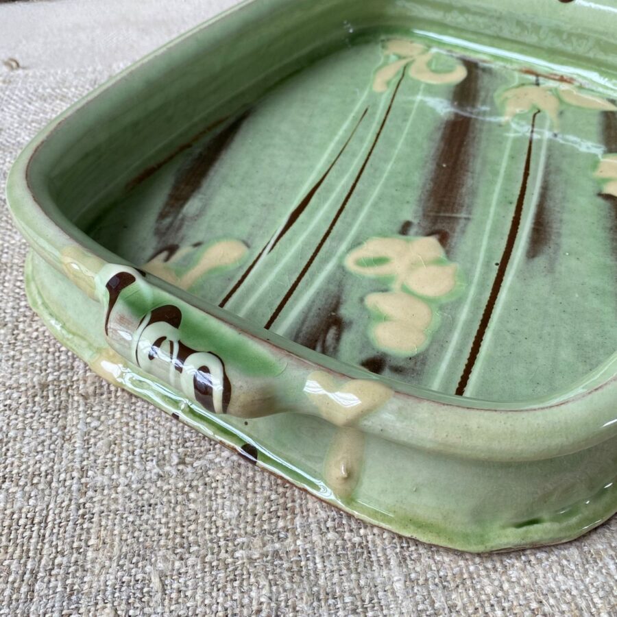 Patia Davis green glazed rectangular baking dish