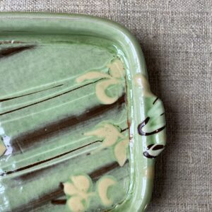 Patia Davis green glazed rectangular baking dish