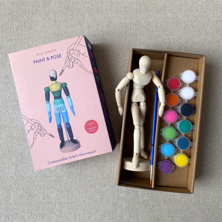 Paint & Pose Mannequin in a box with 12 poster paint pots