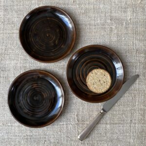 Stuart Houghton Side Plate Trio in Tenmoku Glaze