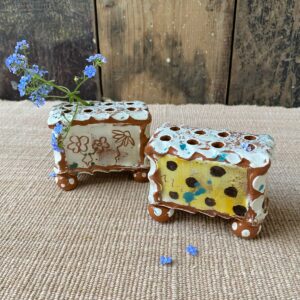 Sarah Monk Ceramic Slipware Flower Brick PAIR