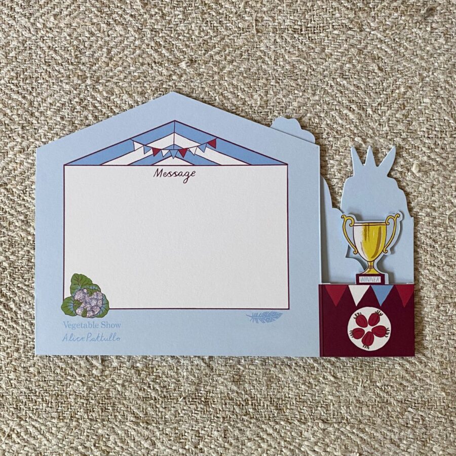 3D Card designed by Alice Pattullo depicting a man at a vegetable show