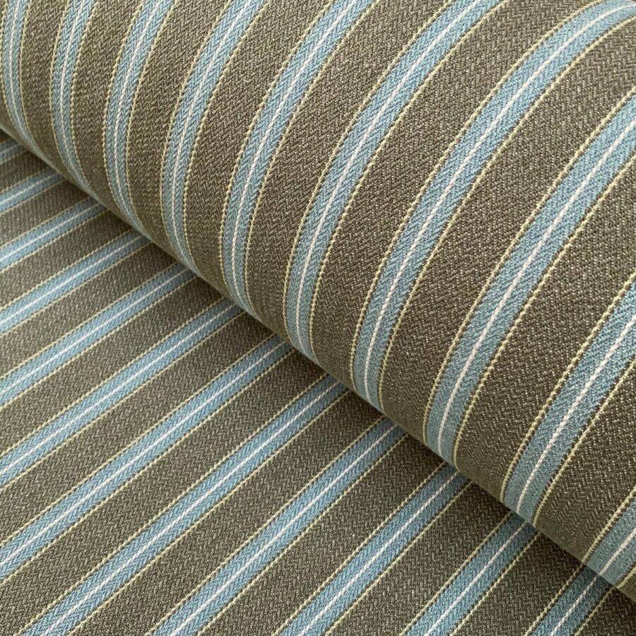 Alma Ticking Fabric in dark sage & Teal