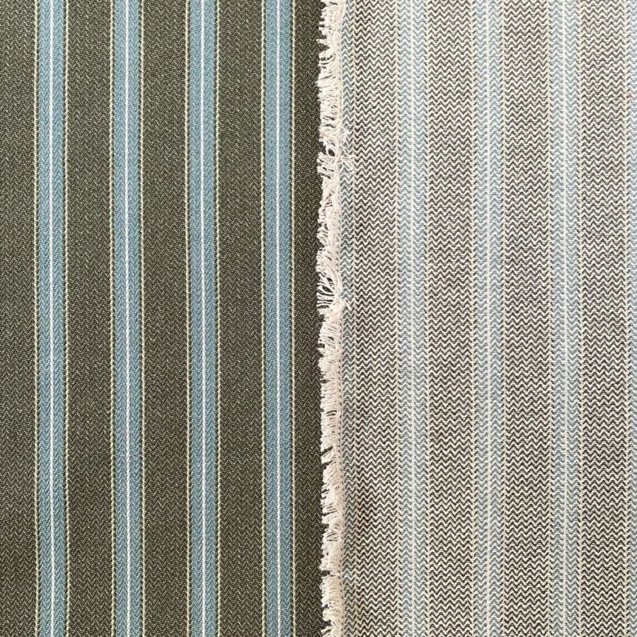Alma Ticking Fabric in dark sage & Teal