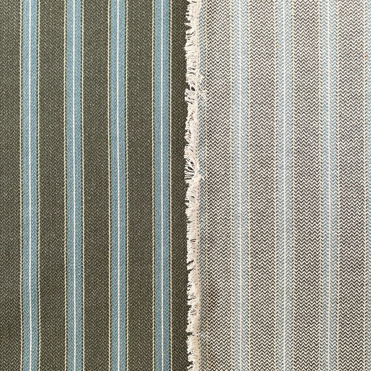 Alma Ticking Fabric in dark sage & Teal