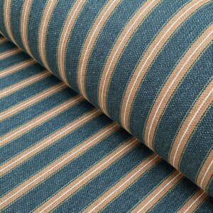 Alma Ticking Fabric in Forest Green & Brick Red