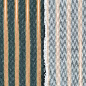 Alma Ticking Fabric in Forest Green & Brick Red