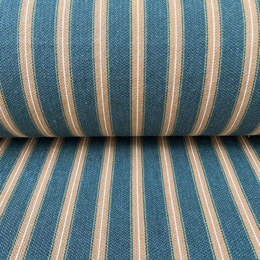 Alma Ticking Fabric in Forest Green & Brick Red