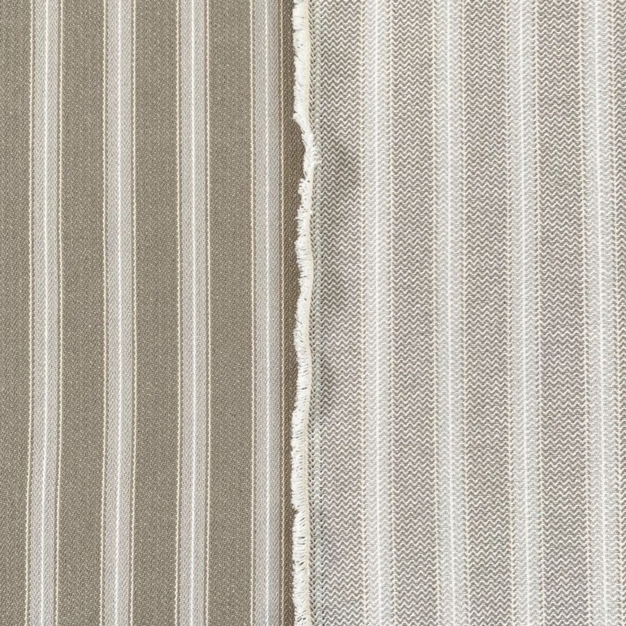 Alma Ticking Fabric in Pebble Grey & Putty