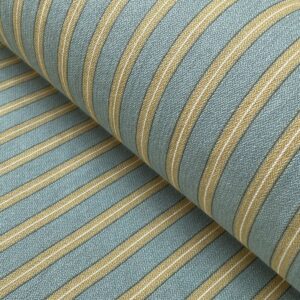 Alma Ticking Fabric in Seagreen & Gold