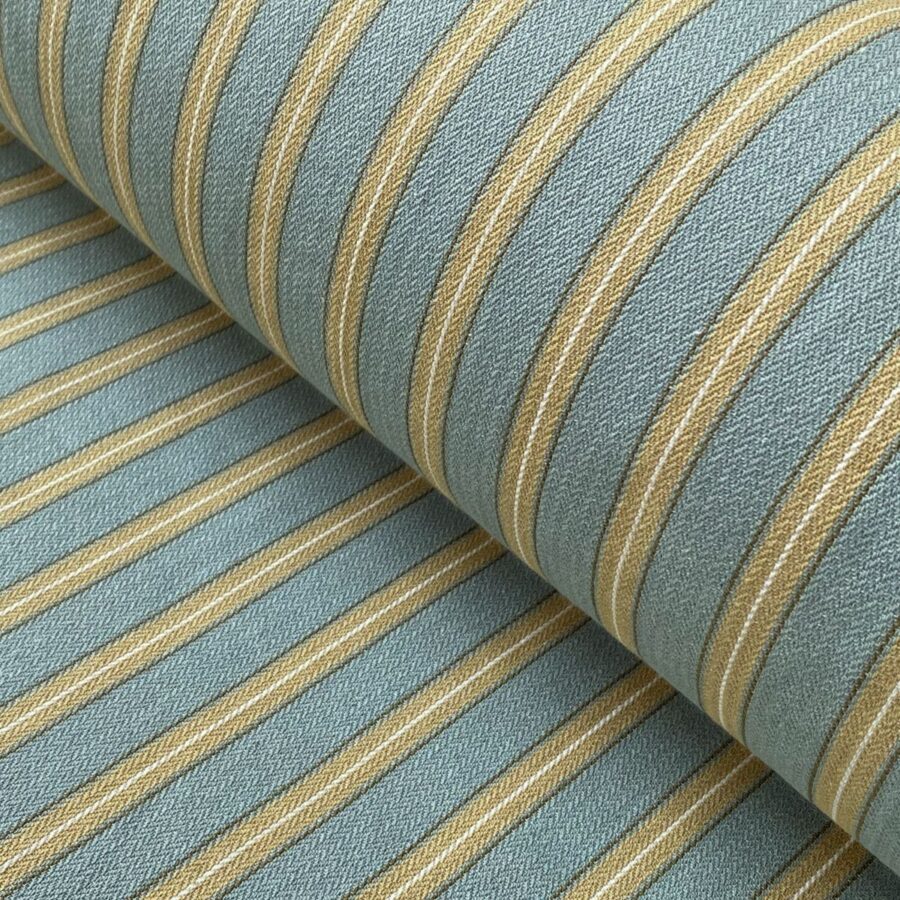 Alma Ticking Fabric in Seagreen & Gold