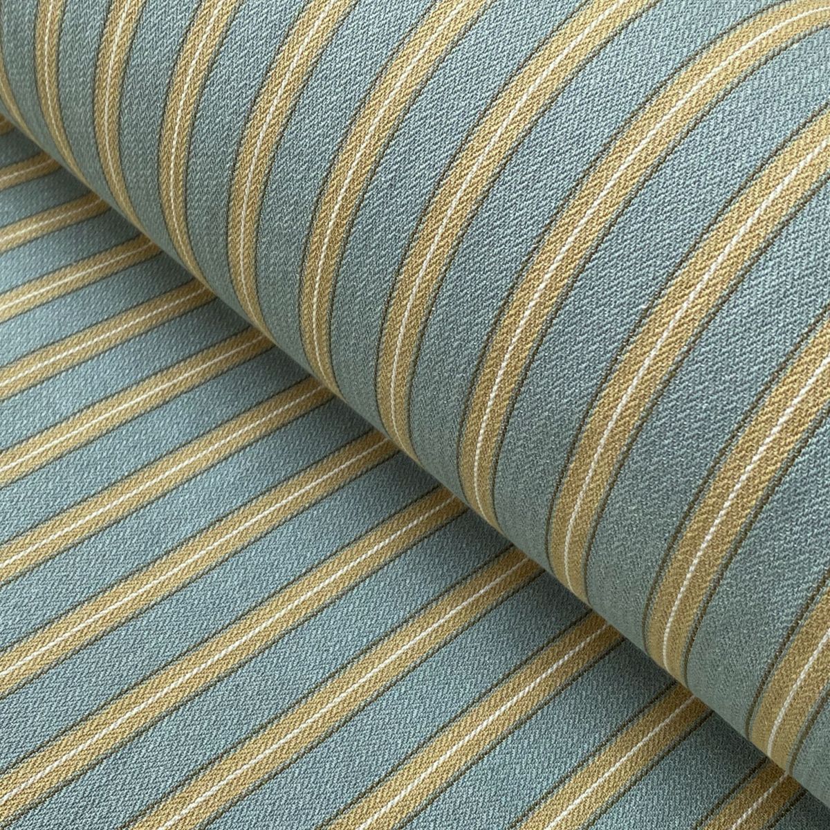 Alma Ticking Fabric in Seagreen & Gold