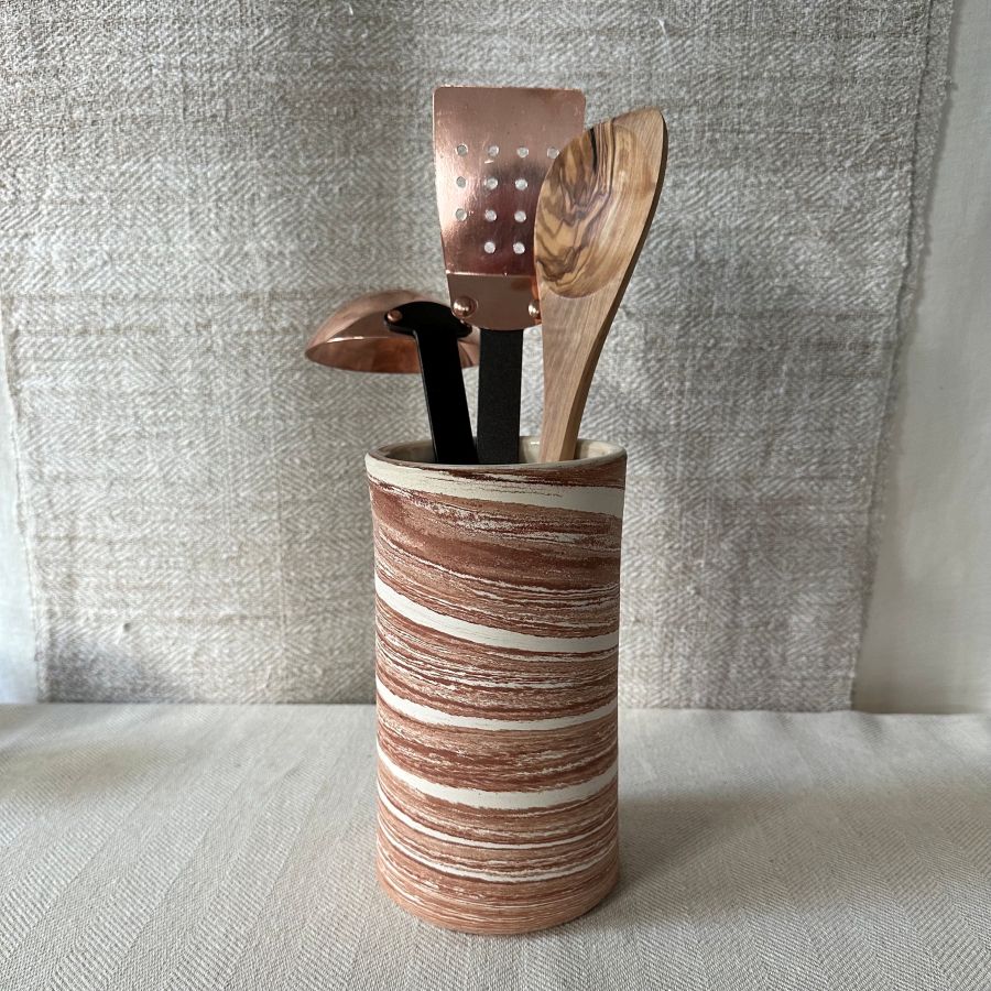 Marbled utensil jar