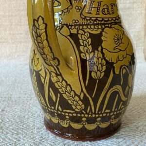 Brown & Yellow Harvest Jug by Katie Morgan with leaping hare design