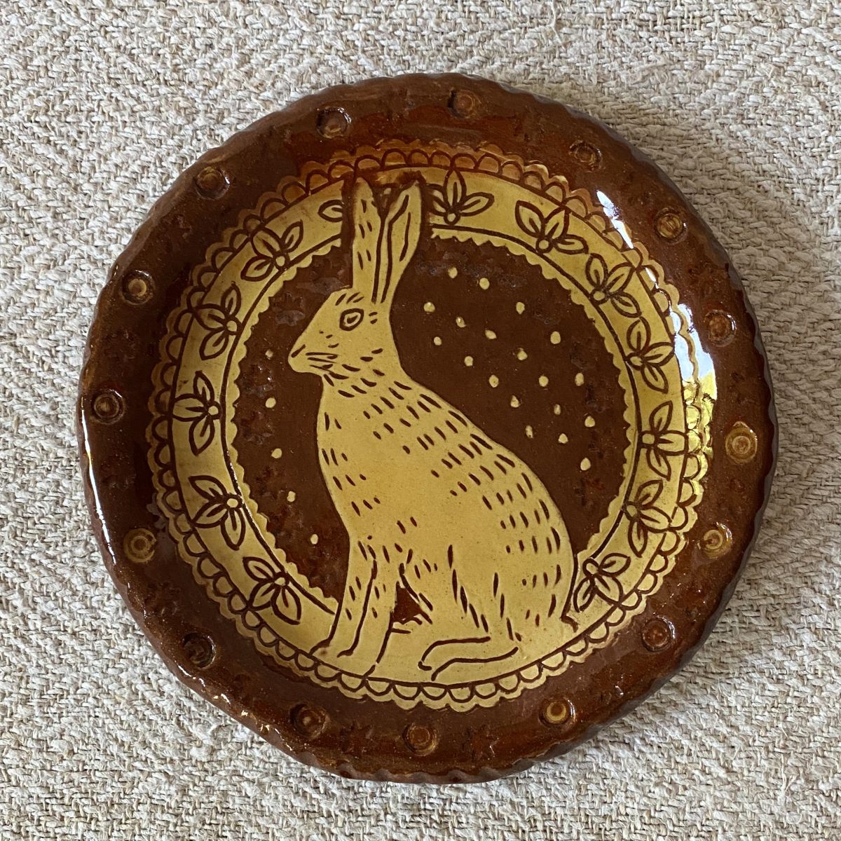 Katie B Morgan Slipware Dish Hare