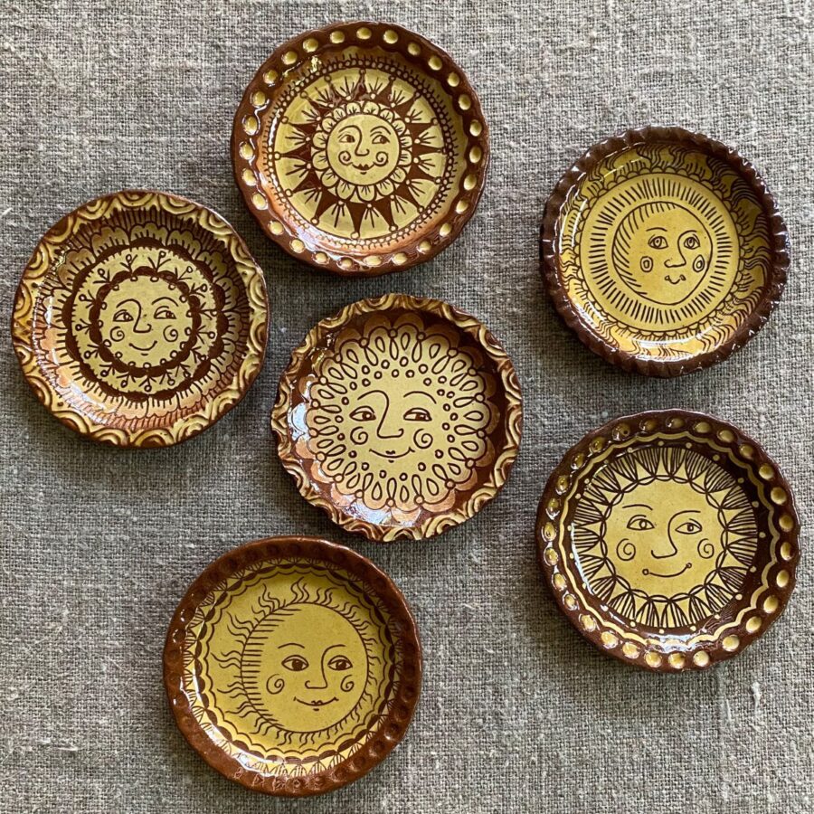 Katie B Morgan Slipware Biscuit Plates Sun