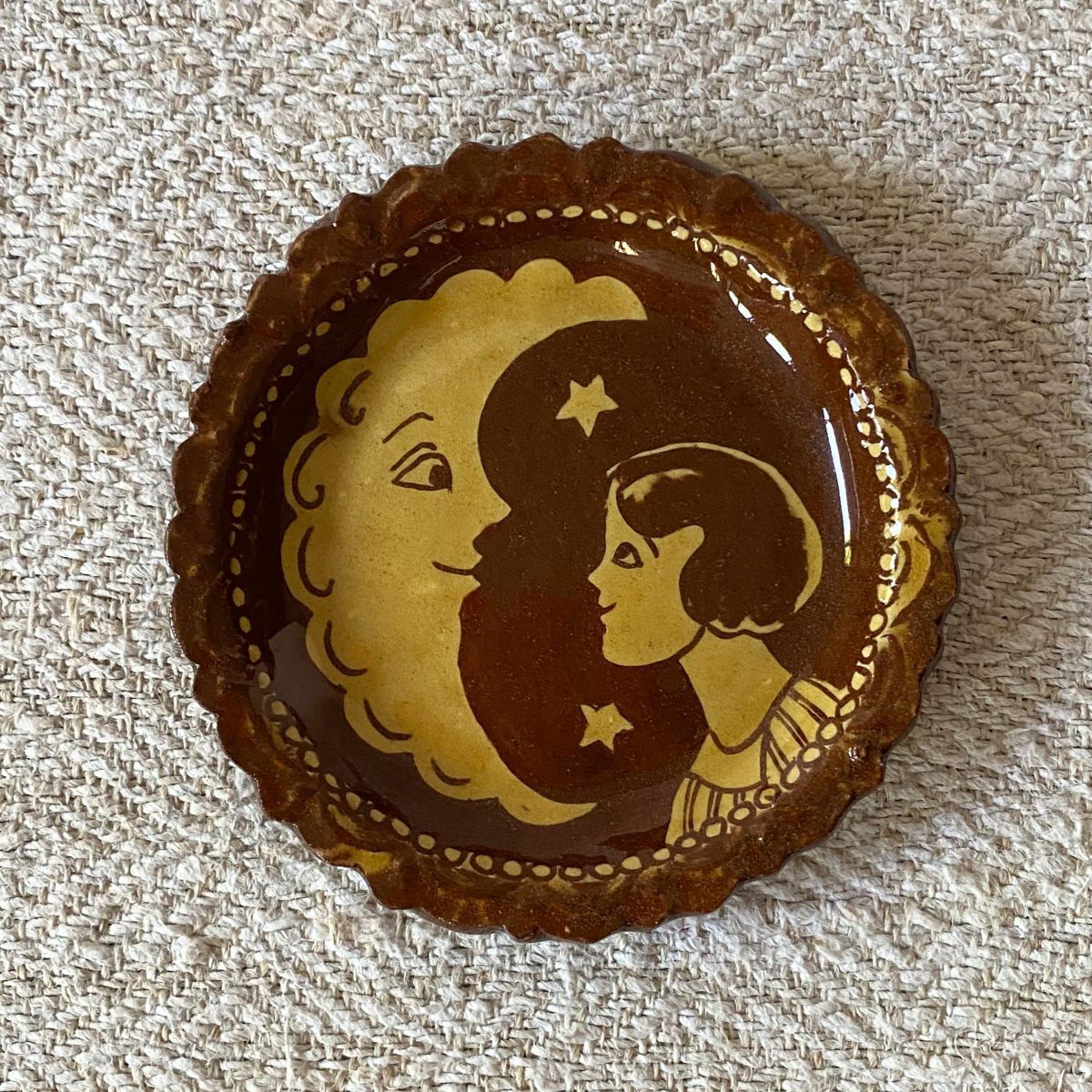 Katie B Morgan Slipware Biscuit Plates Moon Girl