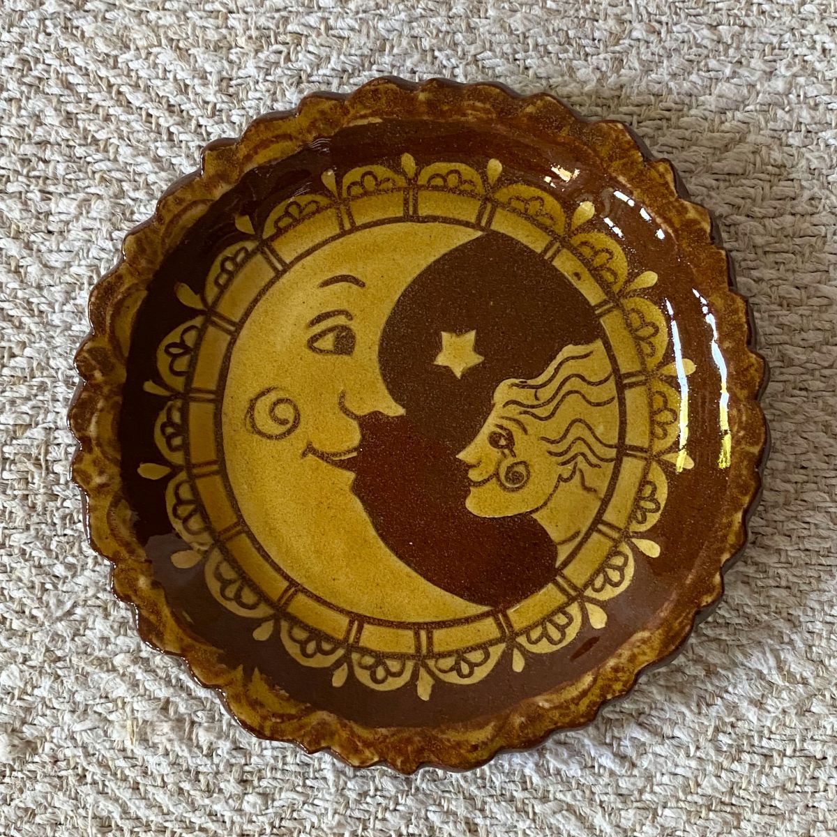 Katie B Morgan Slipware Biscuit Plates Moon Girl