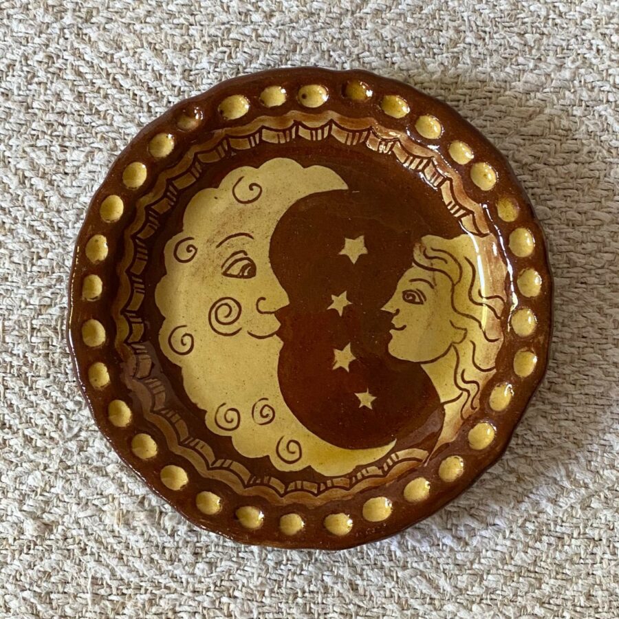 Katie B Morgan Slipware Biscuit Plates Moon Girl