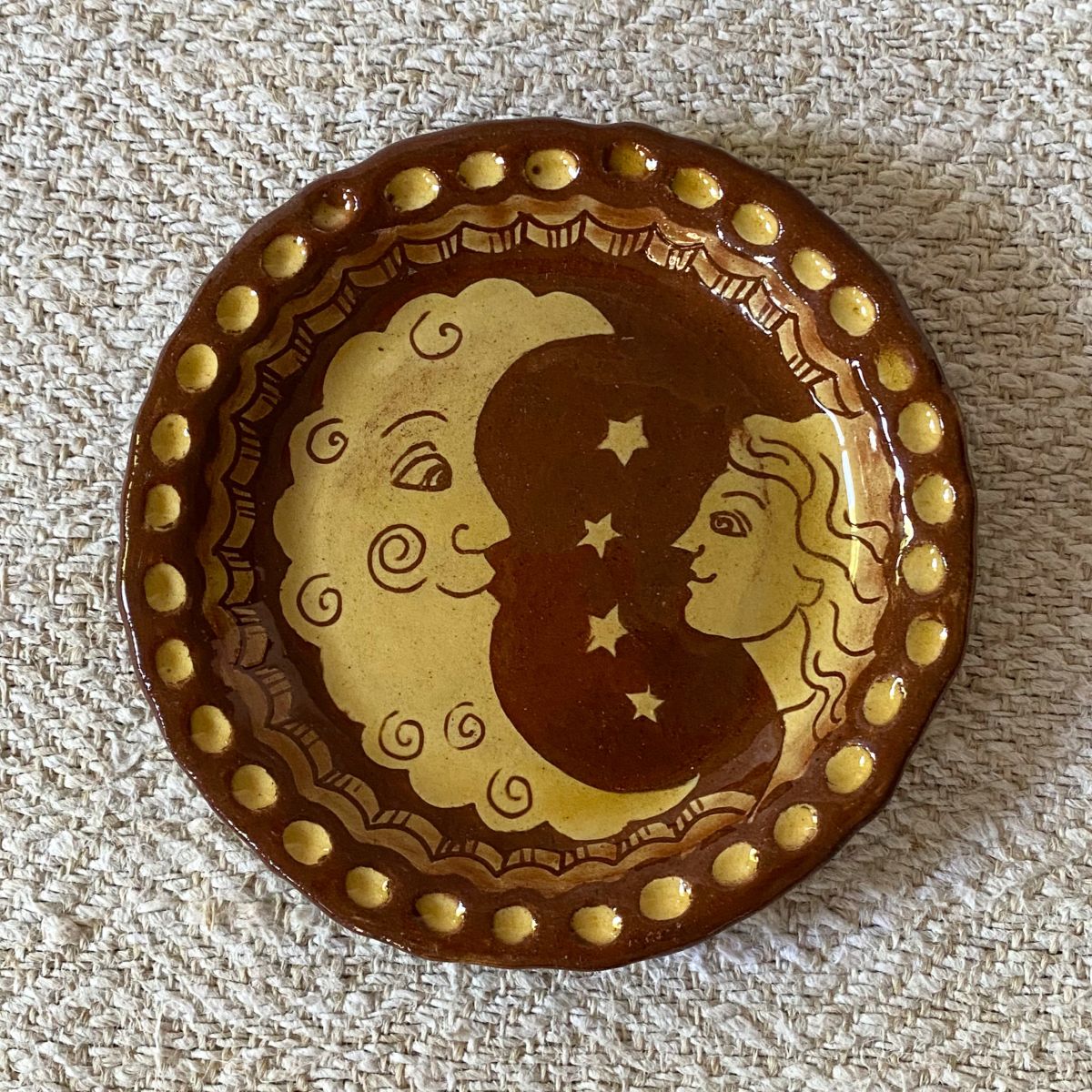 Katie B Morgan Slipware Biscuit Plates Moon Girl