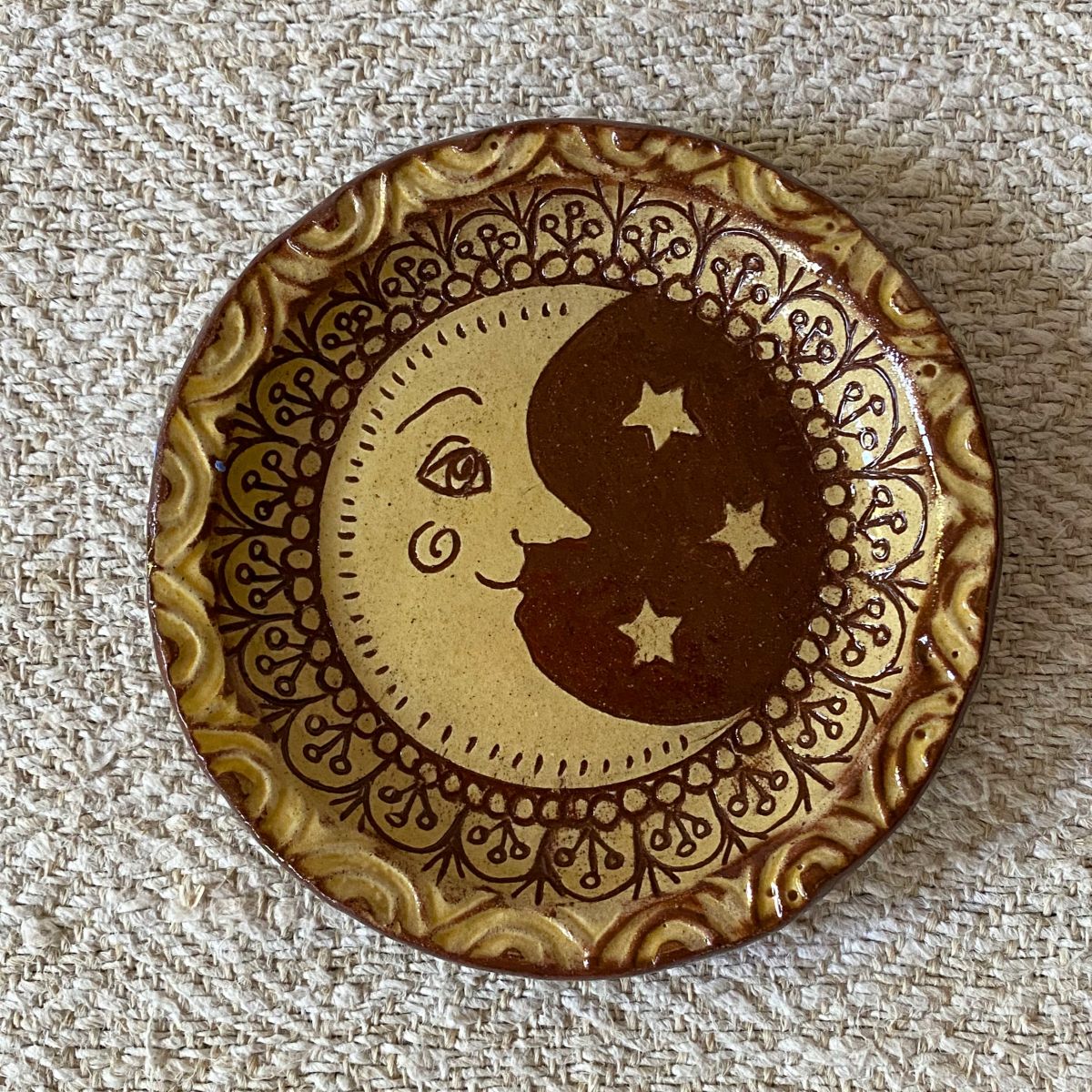 Katie B Morgan Slipware Biscuit Plates Moon Right