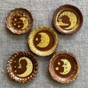 Katie B Morgan Slipware Biscuit Plates Moon Left