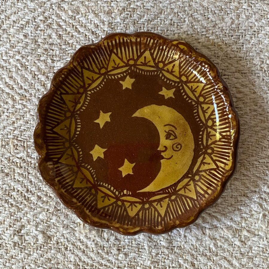 Katie B Morgan Slipware Biscuit Plates Moon Left