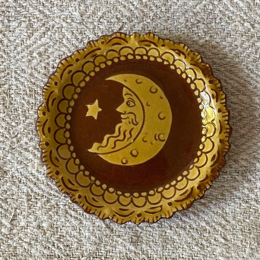 Katie B Morgan Slipware Biscuit Plates Moon Left