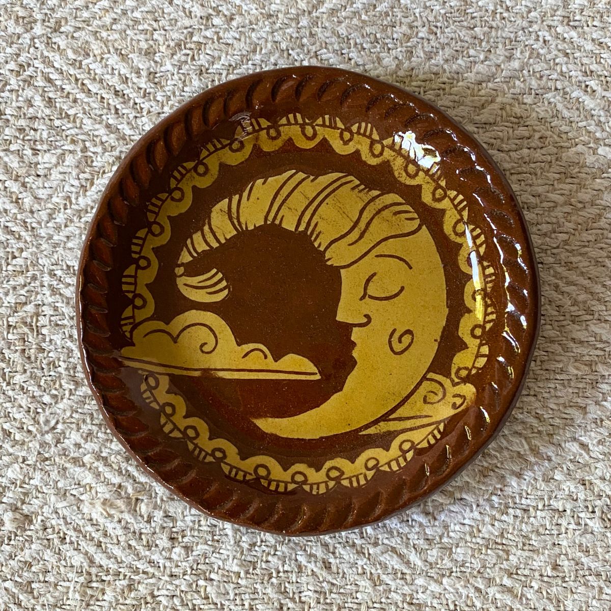 Katie B Morgan Slipware Biscuit Plates Moon Left