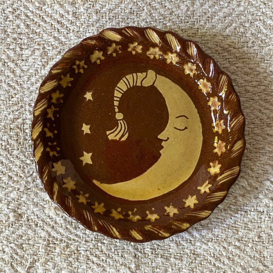 Katie B Morgan Slipware Biscuit Plates Moon Left