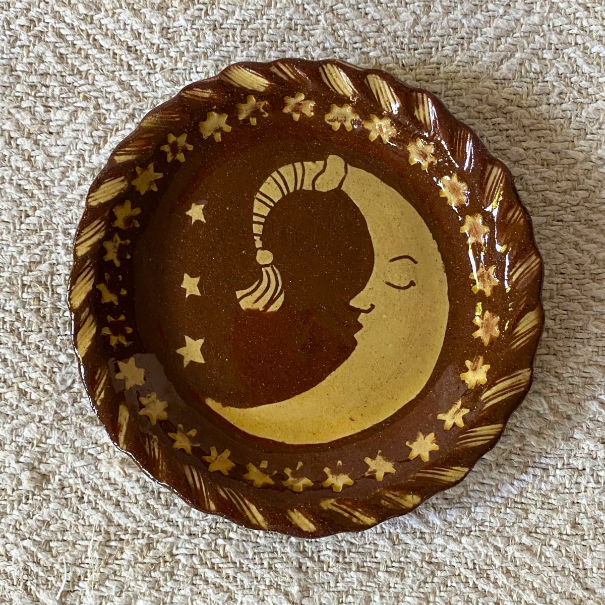 Katie B Morgan Slipware Biscuit Plates Moon Left