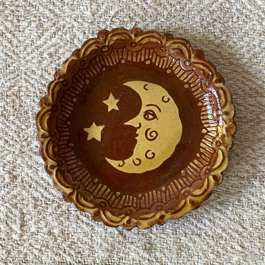 Katie B Morgan Slipware Biscuit Plates Moon Left