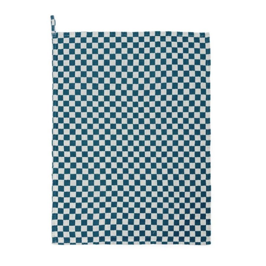Checked Cotton Hand Towel Teal