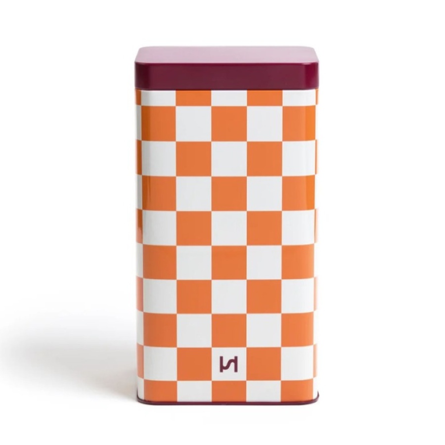 Checked Airtight Storage Tin