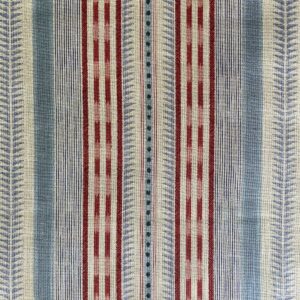 Extra Wide Caspian striped fabric in strawberry red & duckegg