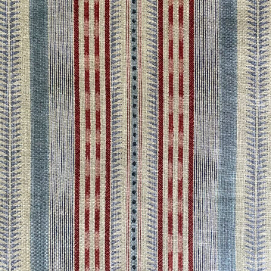 Extra Wide Caspian striped fabric in strawberry red & duckegg