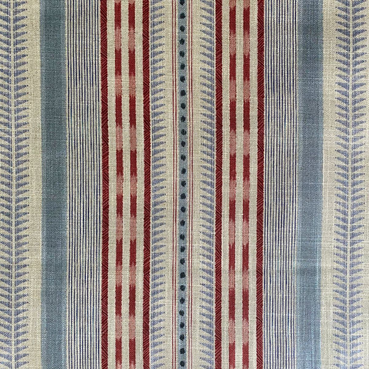 Extra Wide Caspian striped fabric in strawberry red & duckegg