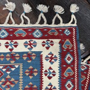 Vintage Kilim Rug in blue and red